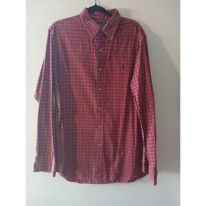 Ralph Lauren Mens Red Black Plaid Long Sleeve Button Down Shirt XL XL/TG
